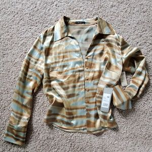 Vintage print St Emile 100% silk  blouse